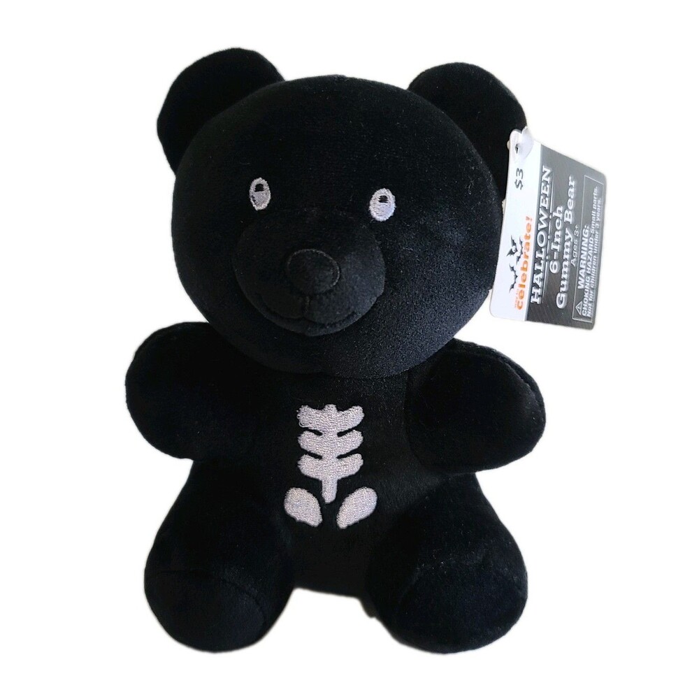 Wal-Mart Mini 6" Black Gummy Bear Skeleton Halloween Plush